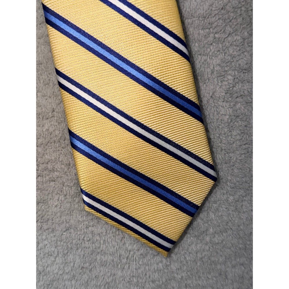 Van Heusen Boys‎ Yellow Striped Necktie Navy Blue White Formal Classic Tie